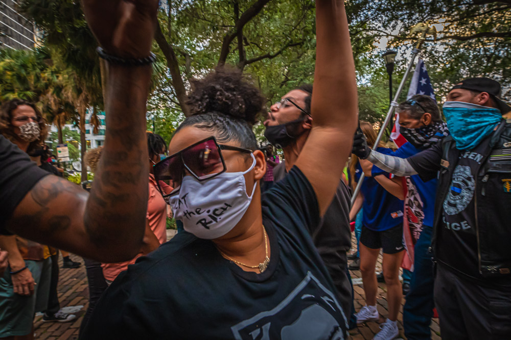 Fists in the air